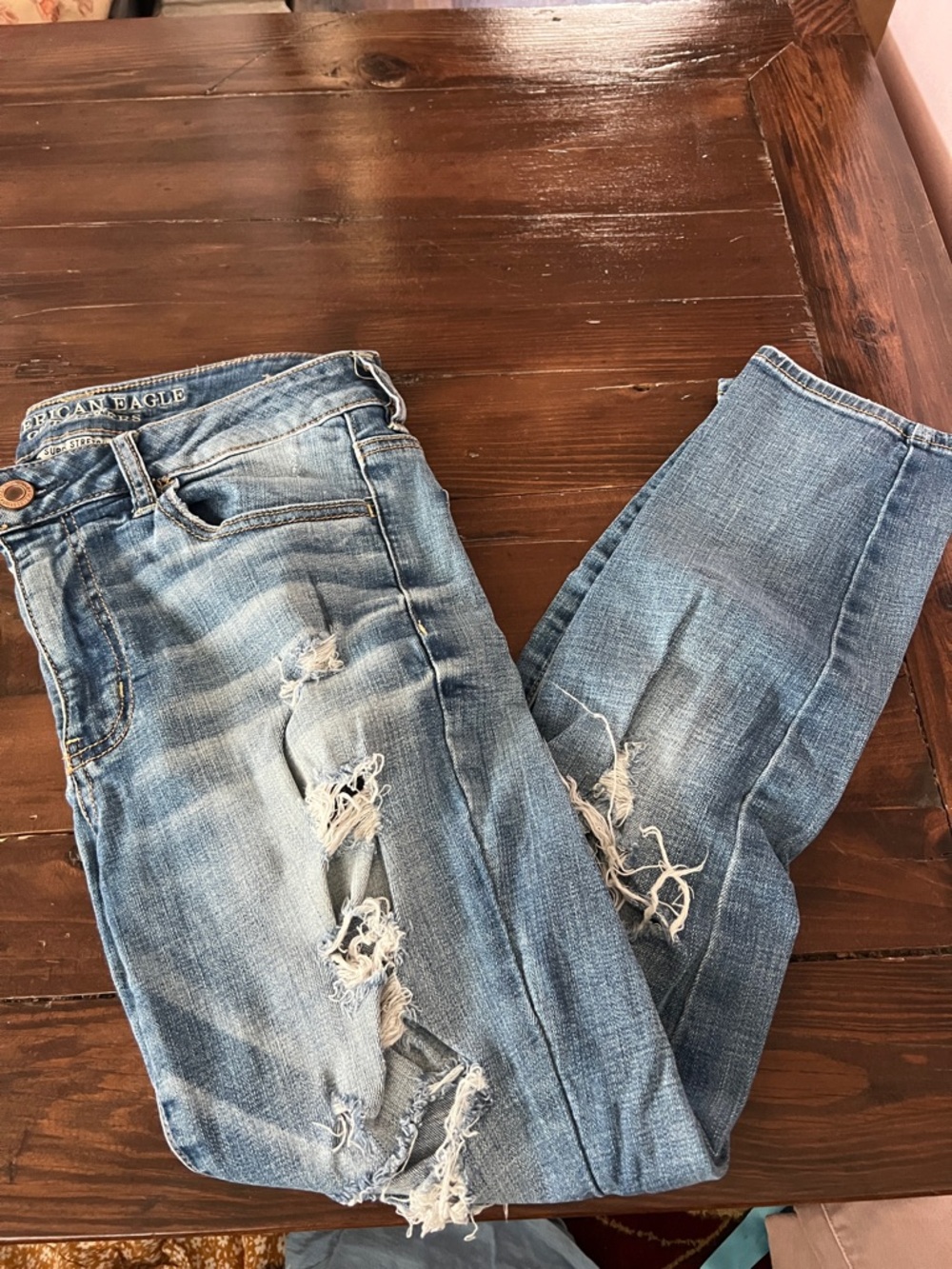 American Eagle Outfitters Light Blue Ripped Skinny Jeans